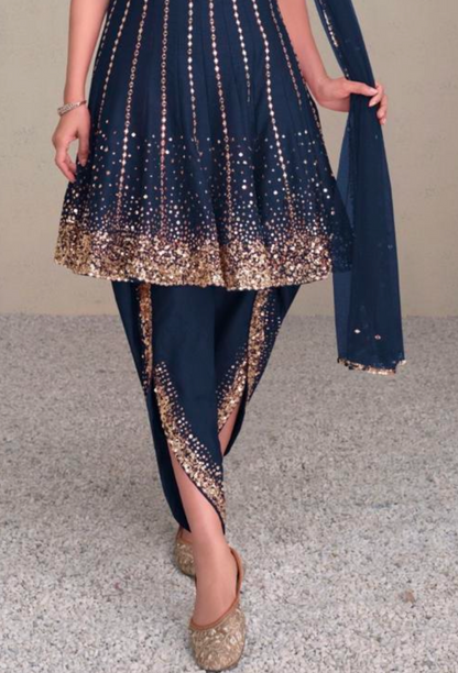 Matrut Mirage Navy Blue Dhoti Suit