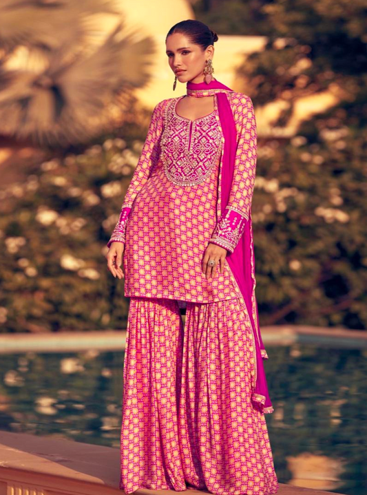 Matrut  | Alabaster Whispers Pink Sharara Suit