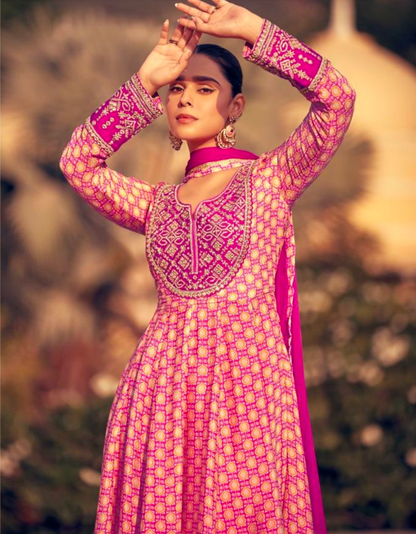 Matrut Alabaster Whispers Pink Anarkali Suit