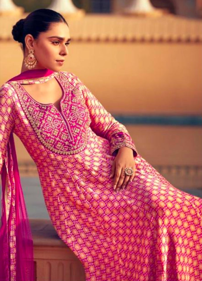 Matrut Alabaster Whispers Pink Anarkali Suit