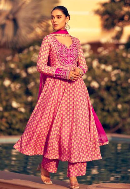 Matrut Alabaster Whispers Pink Anarkali Suit