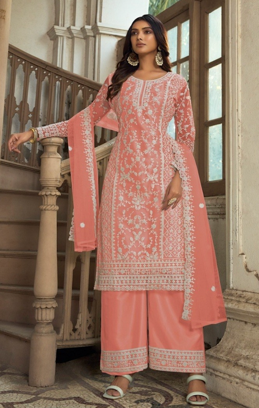 Matrut  | Snowfall Symphony Peach Straight Suit