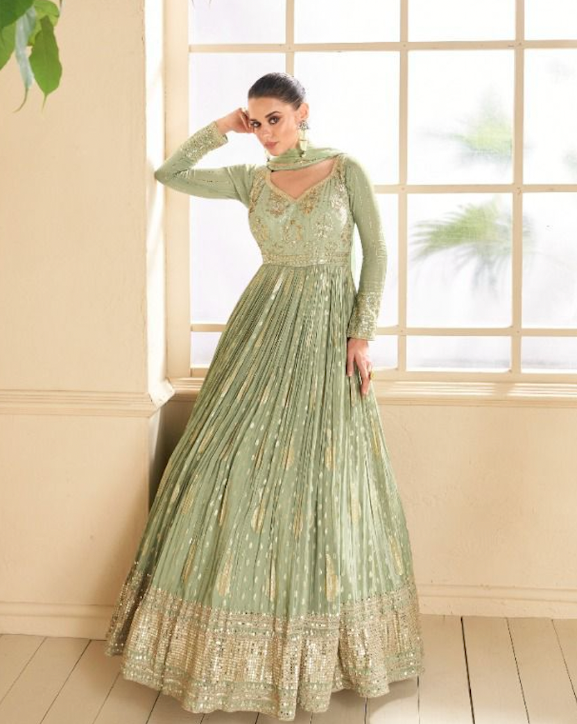 Matrut Clover Radiance Pista Green Gown