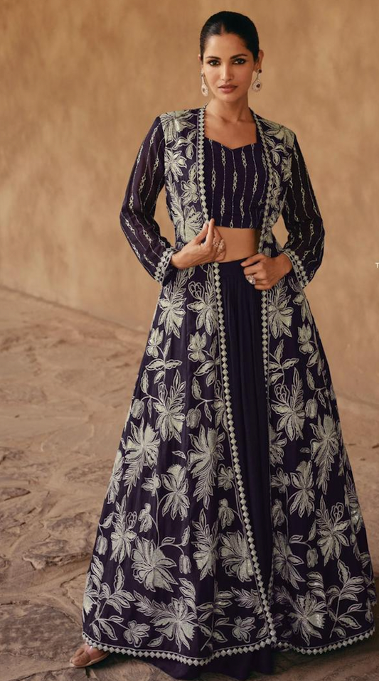 Matrut Desi Diva Purple Palazzo Set