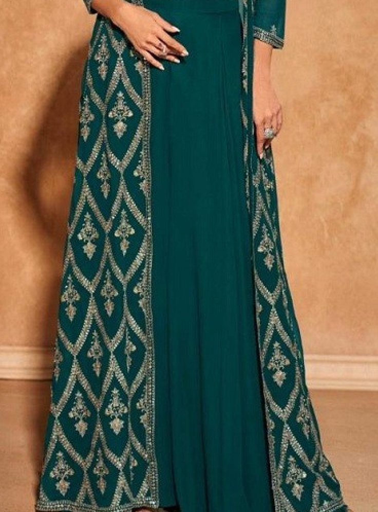 Matrut Royal Fusion Peacock Green Palazzo Set