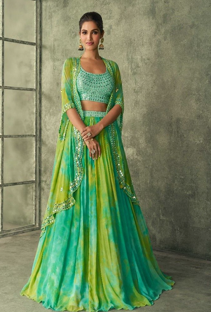 Matrut Mehendi Fusion Flair Green Palazzo Set