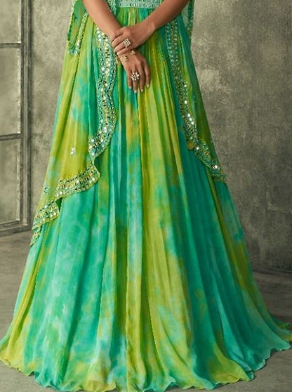 Matrut Mehendi Fusion Flair Green Palazzo Set