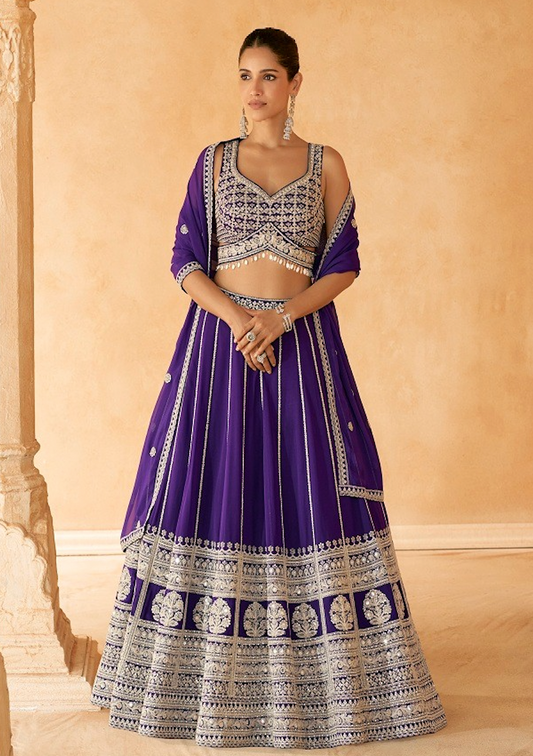 Matrut Nava Rang Purple Lehenga Set