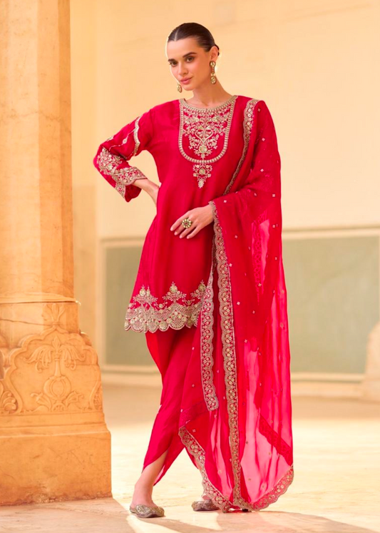 Matrut  | Vajra Red Dhoti Suit