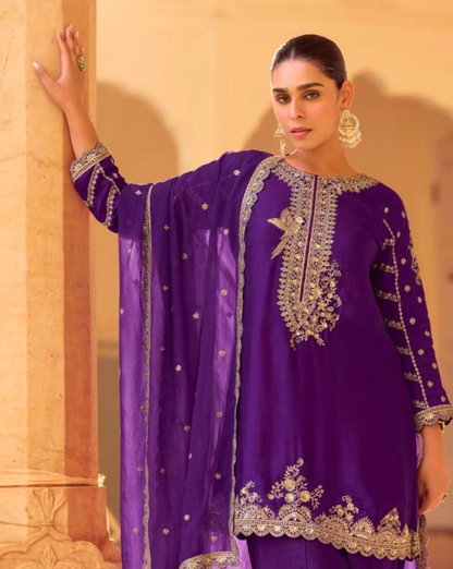 Matrut Falcon Purple Dhoti Suit