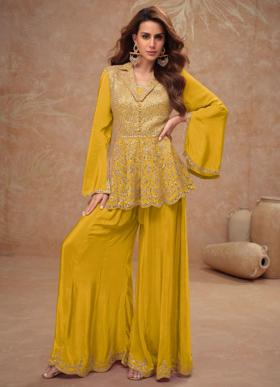 Matrut  | Bollywood Belle Yellow Palazzo Set