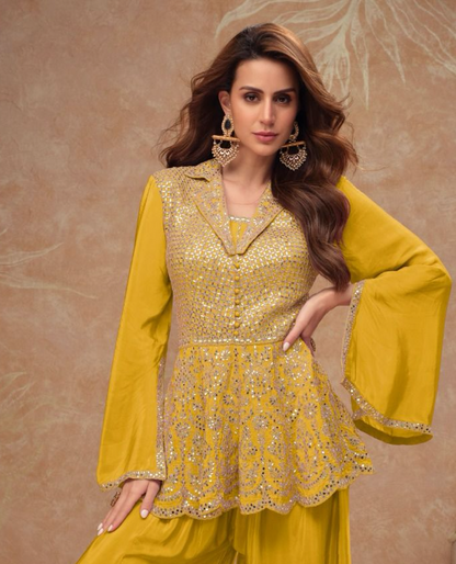 Matrut  | Bollywood Belle Yellow Palazzo Set