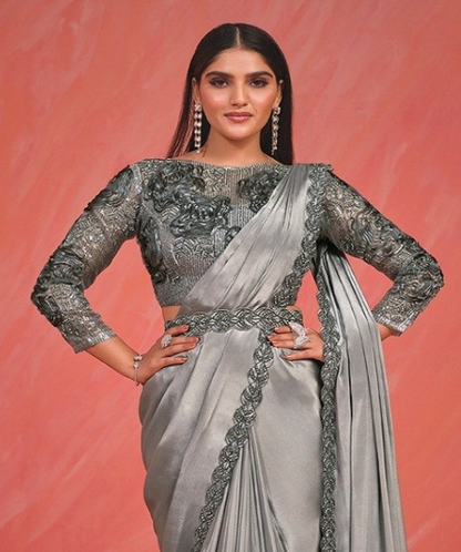 Matrut  | 1 min Saree Grey Fab