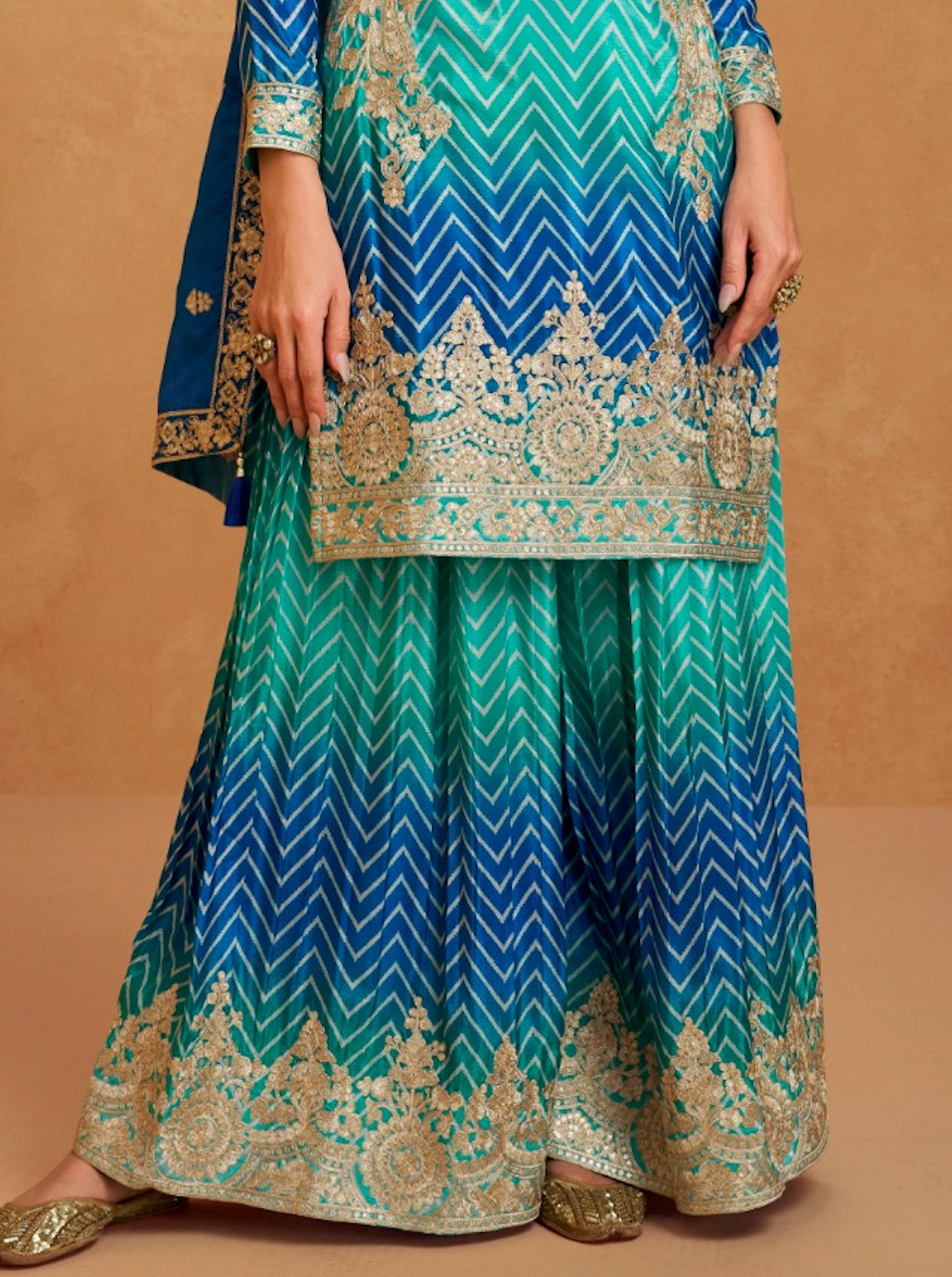 Matrut  | Prismatic Elegance Blue Sharara Suit