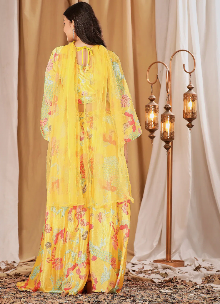 Matrut  |  Marogold Glow Yellow Palazzo Set