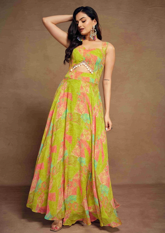 Matrut  |  Boho Vibe Neon Green Maxi Dress