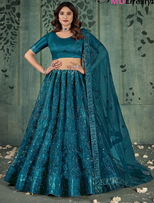 Matrut | Twilight Sparkle Teal Blue Lehenga Set