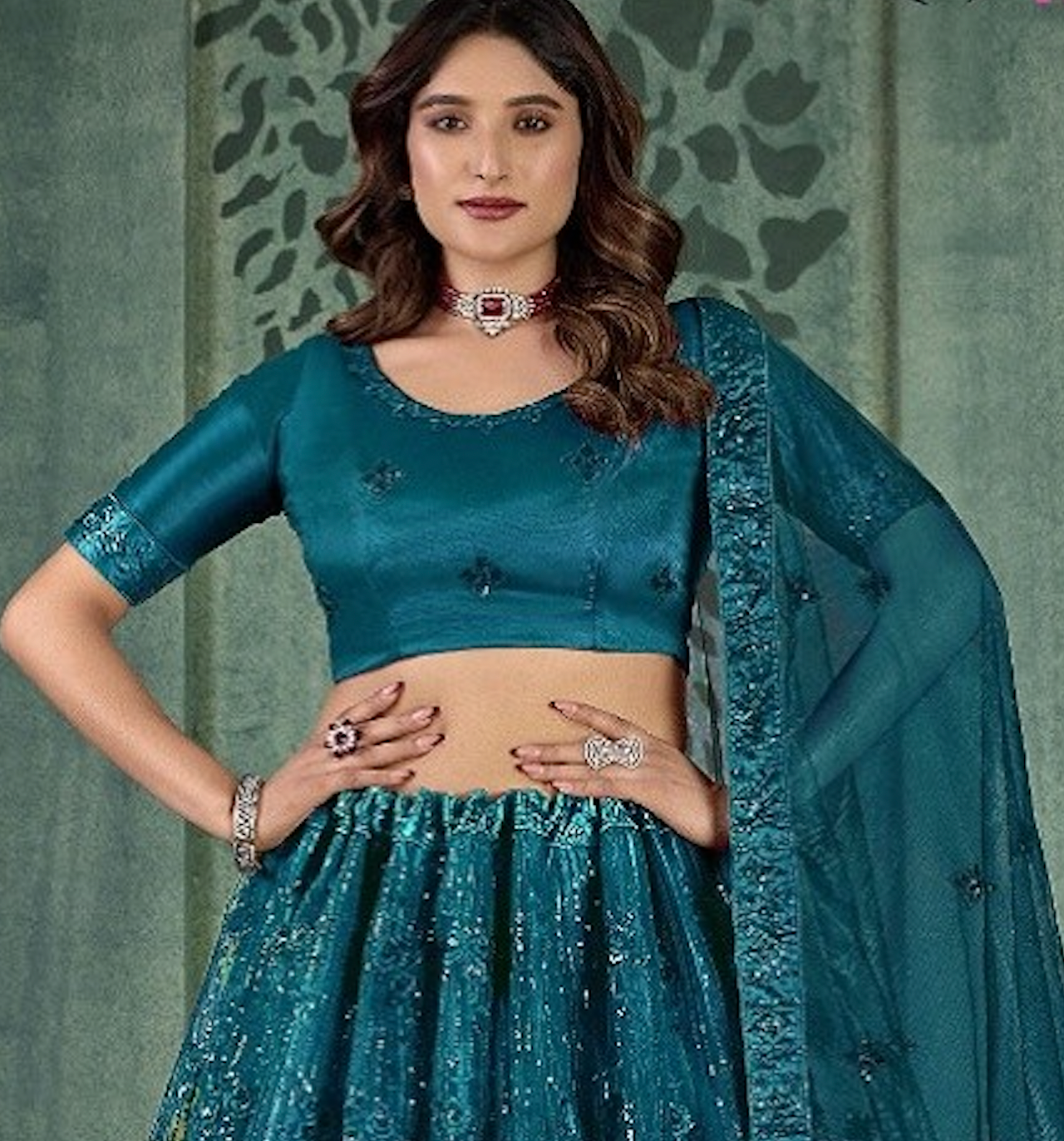 Matrut | Twilight Sparkle Teal Blue Lehenga Set