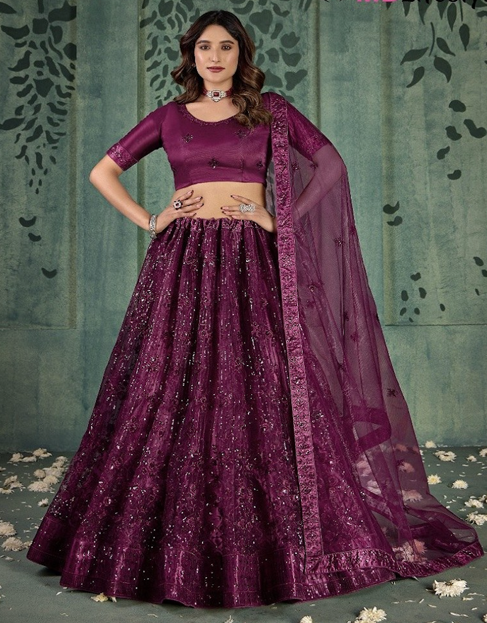 Matrut | Twilight Sparkle Wine Lehenga Set