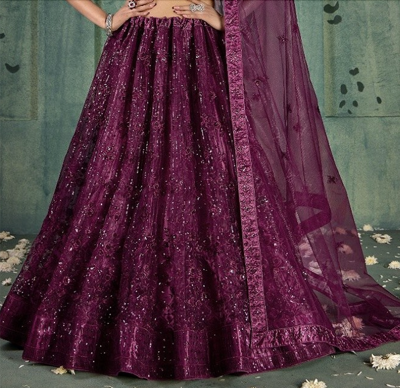 Matrut | Twilight Sparkle Wine Lehenga Set