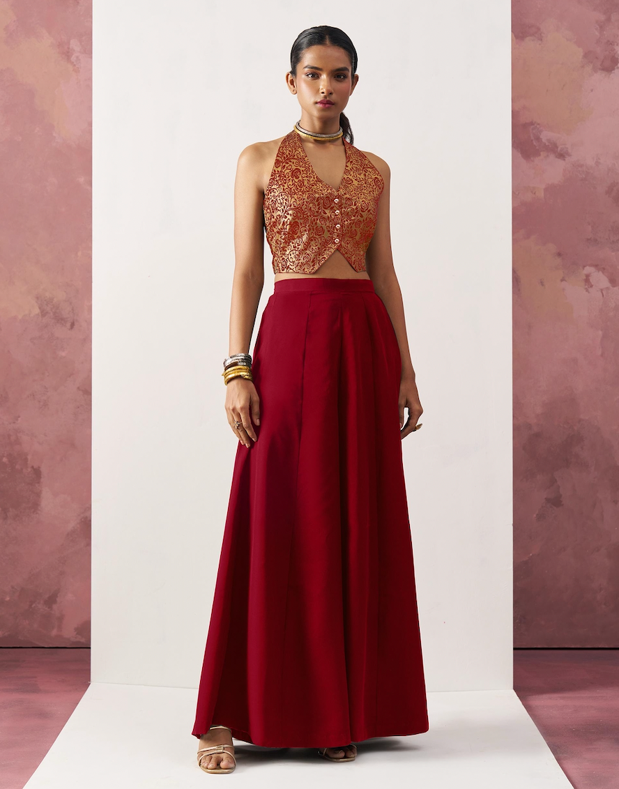 Matrut  |  Blazing Waistcoat Red Skirt Set