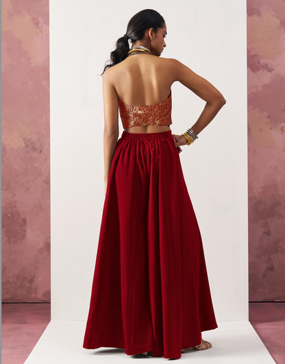 Matrut  |  Blazing Waistcoat Red Skirt Set