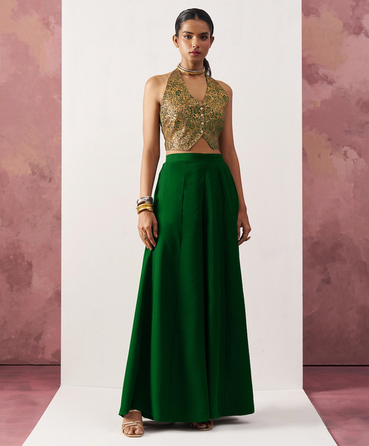 Matrut  |  Blazing Waistcoat Green Skirt Set