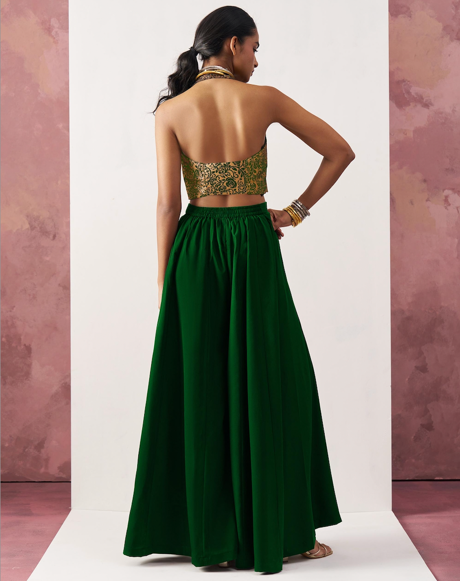 Matrut  |  Blazing Waistcoat Green Skirt Set