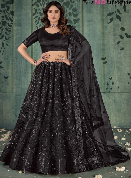 Matrut | Twilight Sparkle Black Lehenga Set