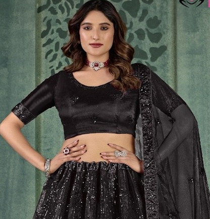 Matrut | Twilight Sparkle Black Lehenga Set