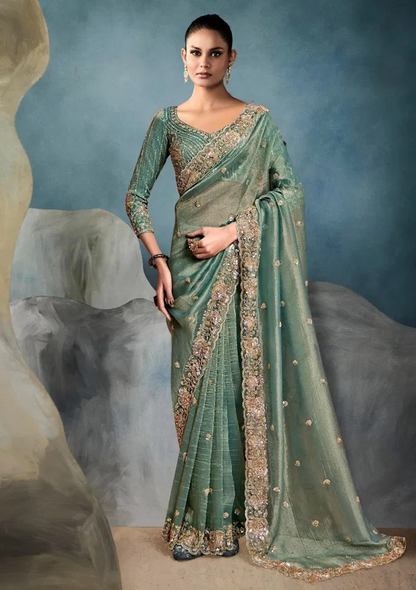 Matrut | Iconic Sea Green Saree