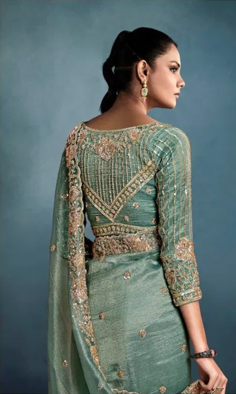Matrut | Iconic Sea Green Saree