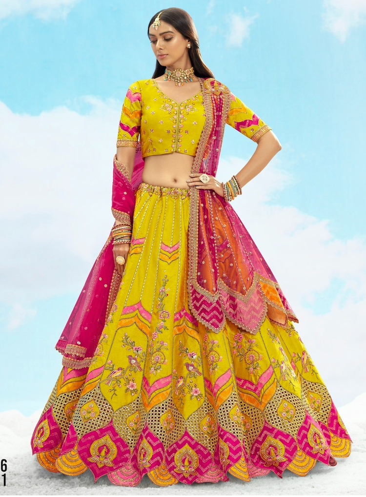 Matrut | Lotus Bloom Lime Green Lehenga Set