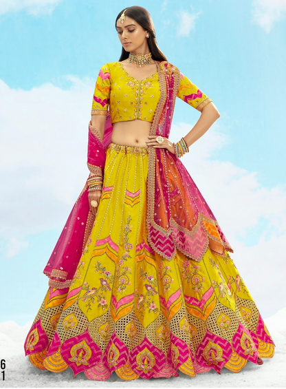 Matrut | Lotus Bloom Lime Green Lehenga Set