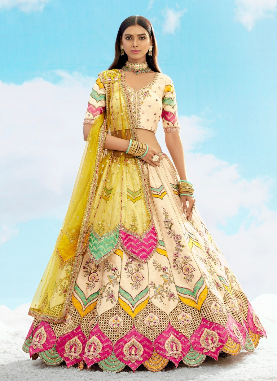 Matrut | Mithaas White Multi color Lehenga Set