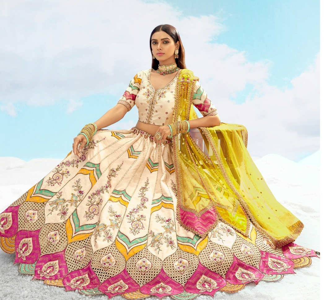 Matrut | Mithaas White Multi color Lehenga Set