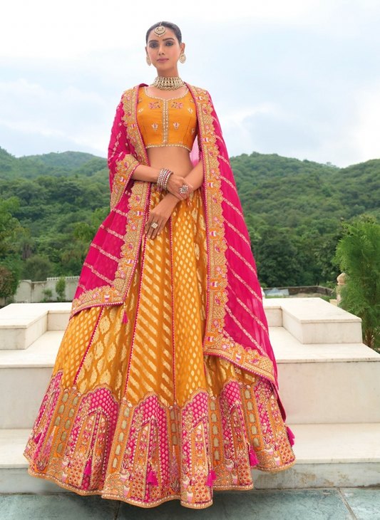 Matrut |  Shehnai Oranage Pink Lehenga Set