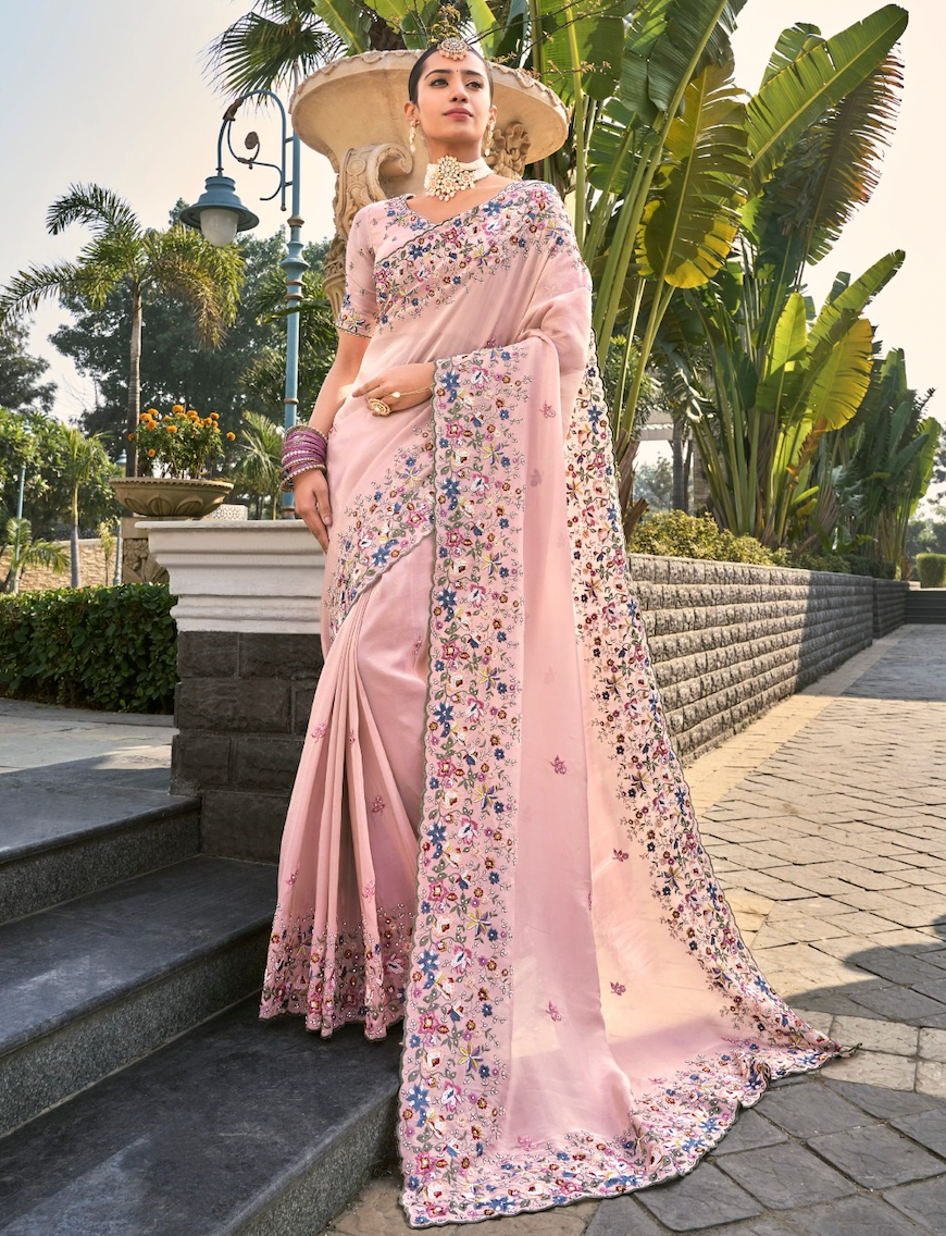 Matrut | Shahi Mijaz Light Pink Saree