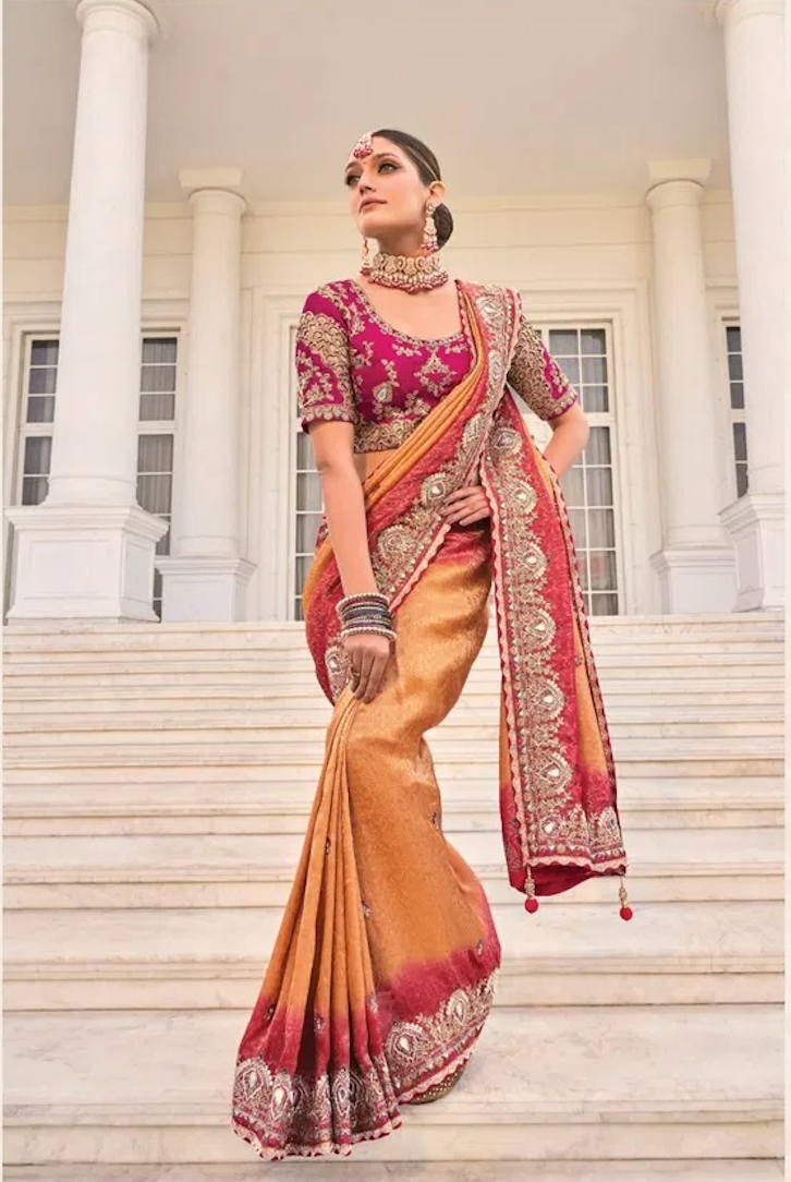 Matrut | Shahi Mijaz Orange Saree