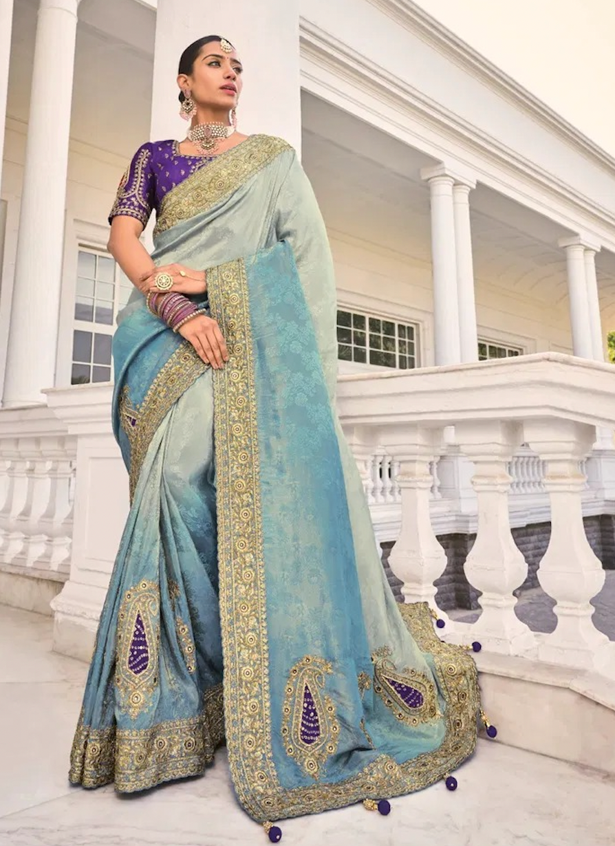 Matrut | Shahi Mijaz Sky Blue Saree