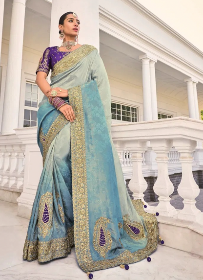 Matrut | Shahi Mijaz Sky Blue Saree