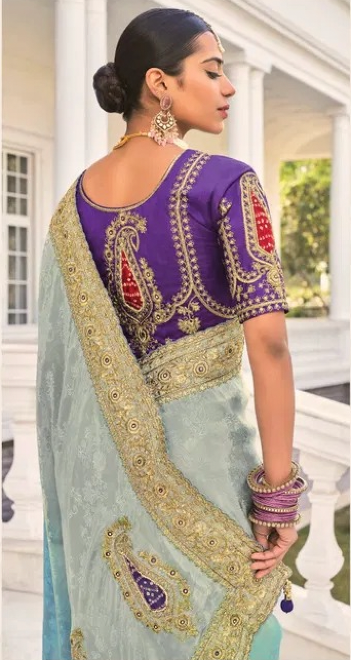 Matrut | Shahi Mijaz Sky Blue Saree