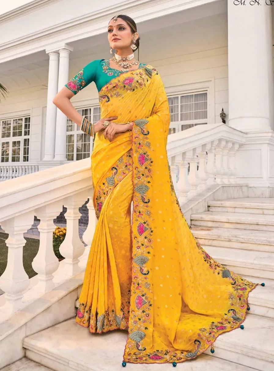 Matrut | Shahi Mijaz Yellow Saree