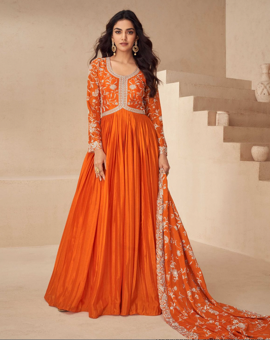 Matrut | Electrifying Elegance Orange Gown
