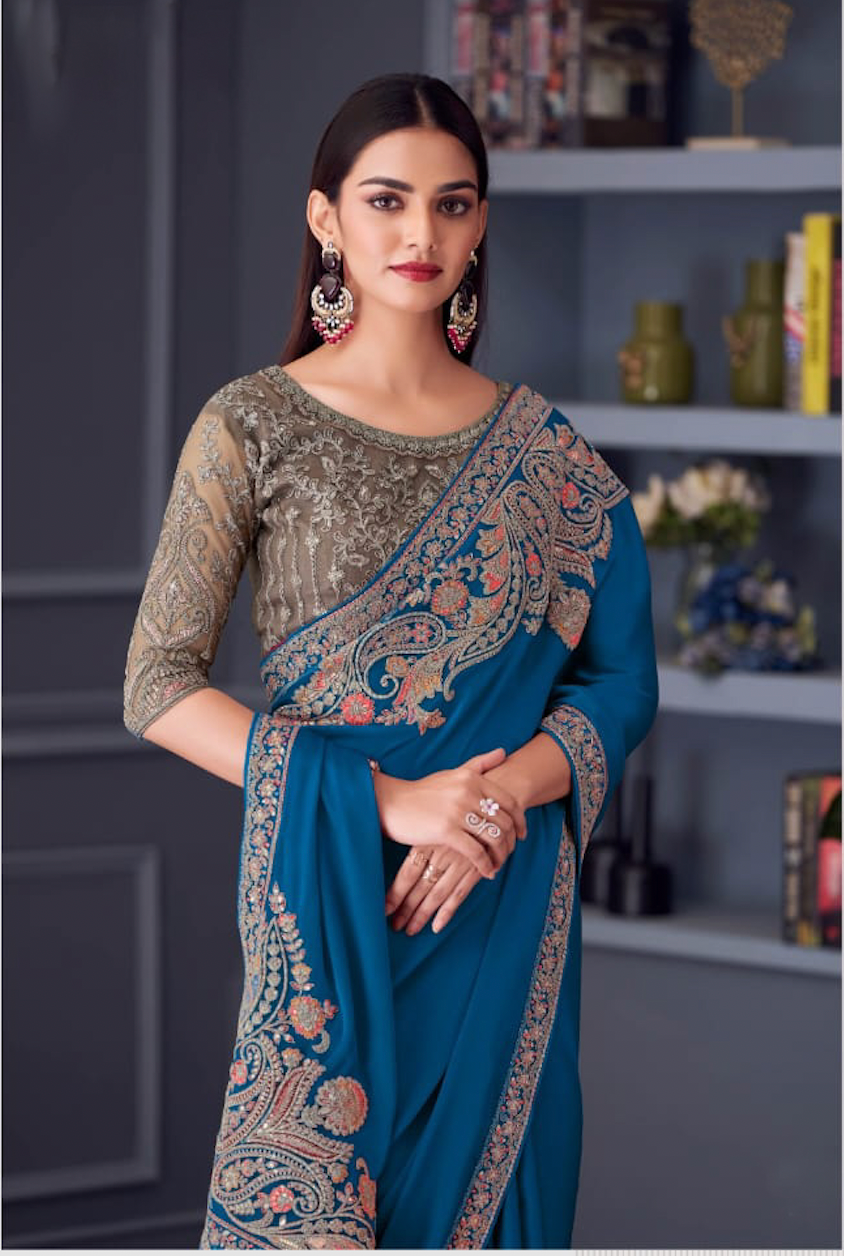 Matrut | Vintage Florence Royal Blue Saree