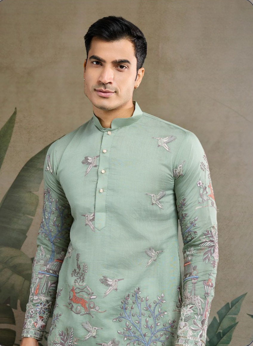 Matrut | Pixel Threads Green Kurta Set