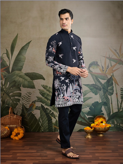 Matrut | Pixel Threads Black Kurta Set
