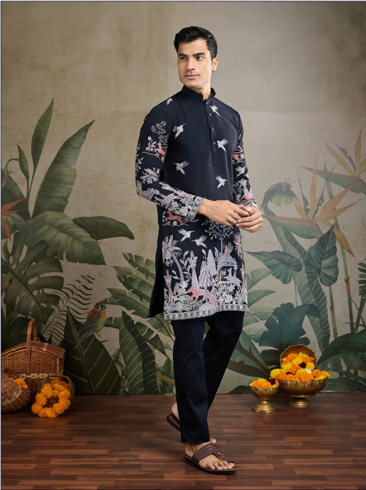 Matrut | Pixel Threads Black Kurta Set
