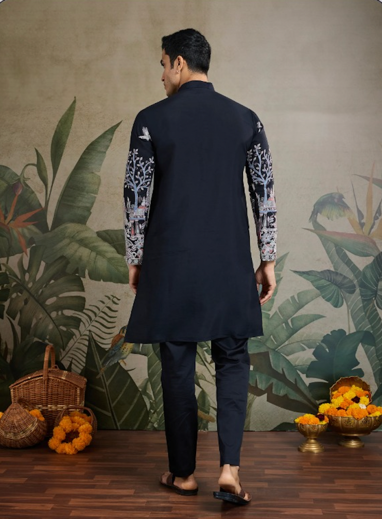 Matrut | Pixel Threads Black Kurta Set