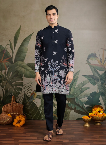 Matrut | Pixel Threads Black Kurta Set